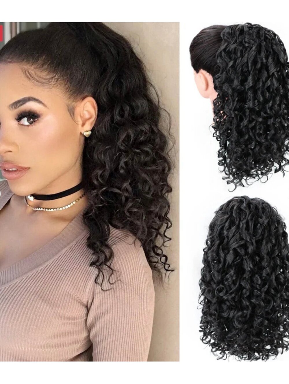 New - Wiggy - Curly Drawstring Ponytail - Brown /Black